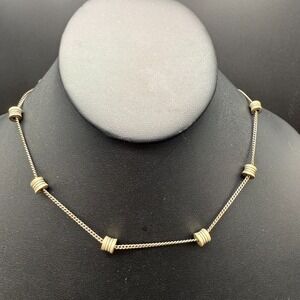 Lisa Jenks Sterling Silver 925 Necklace – 17" Beaded Station Chain – Vintage